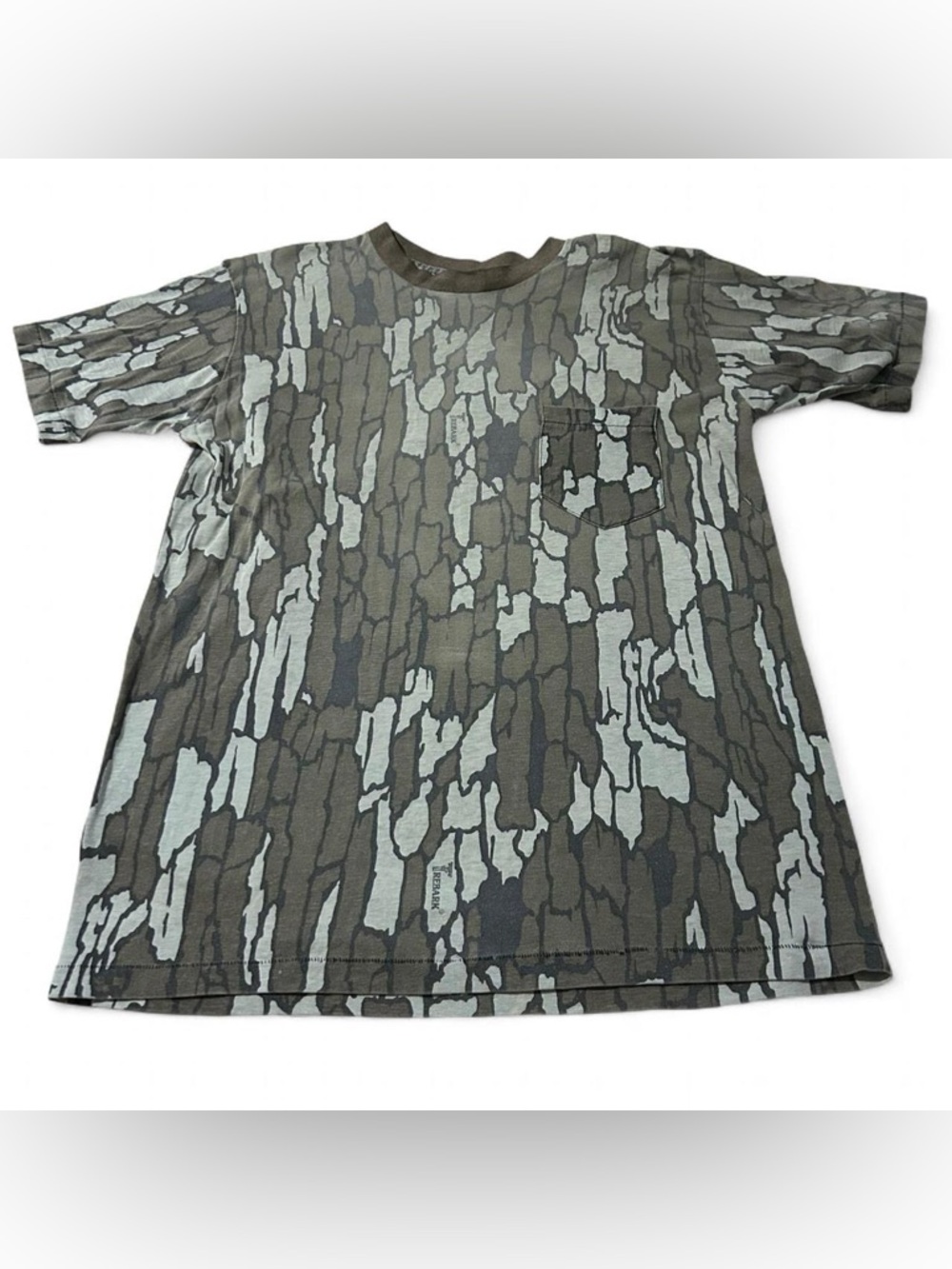 Vintage 80s Trebark Camo Faded Pocket Shirt Size Large